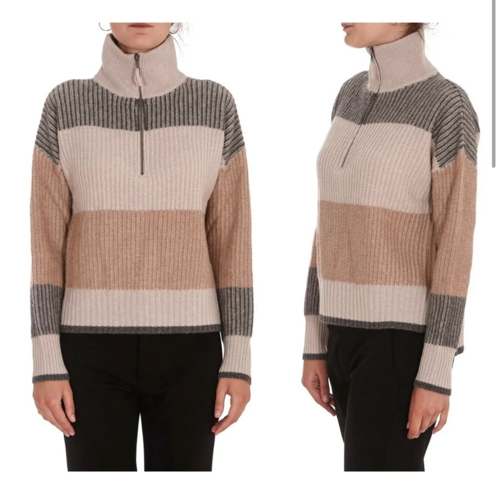 New! Skull Cashmere Half Zip ribbed  Sweater S
